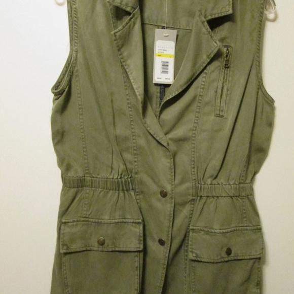 Kenneth Cole Reaction Green Utility Vest Lightweight Cinched - Picture 1 of 15